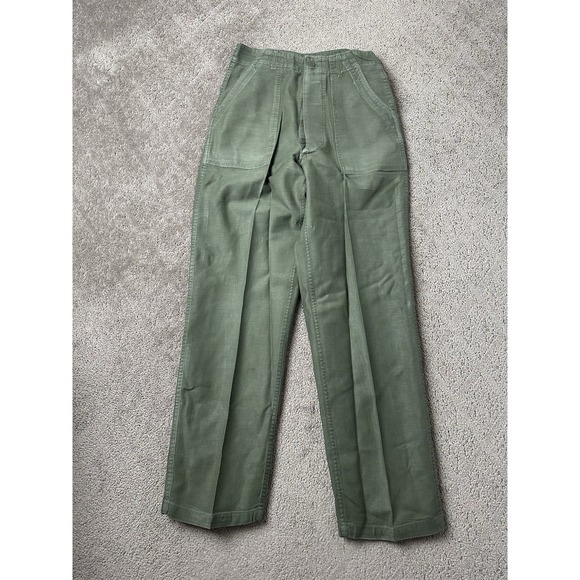 Vintage Mens Pants 1960s OG 107 Green US Army, Military Streetwear, Size 30x33 - Picture 1 of 9